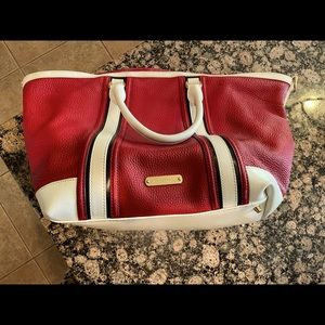 Red leather Burberry bag